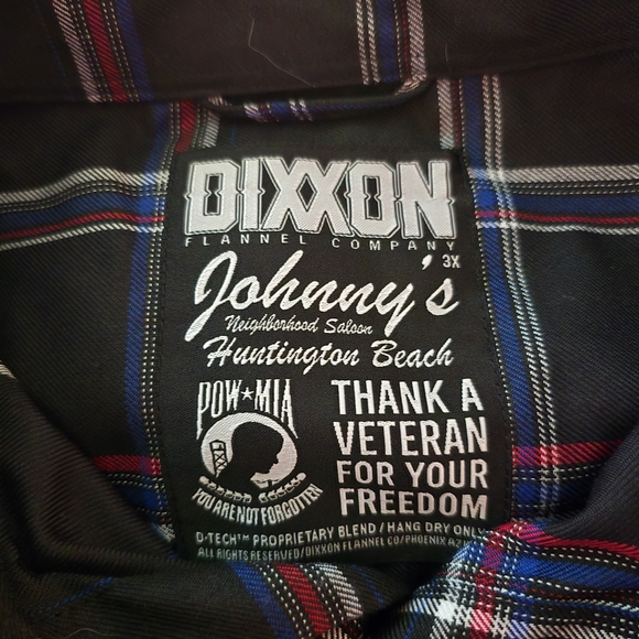 DIXXON Men's Black, Blue, and Red Plaid Shirt - Picture 3 of 3
